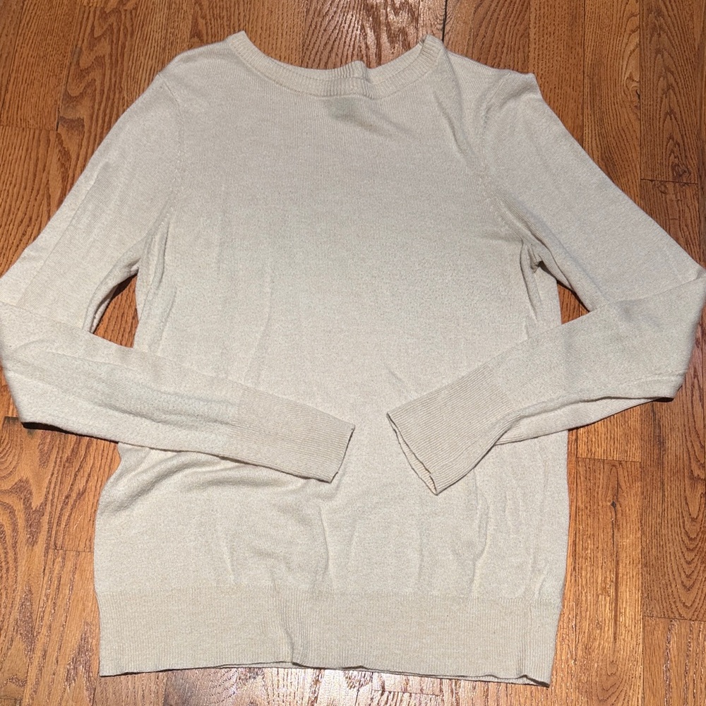 A New Day nylon/rayon/modal cream/ivory crew neck sweater size small